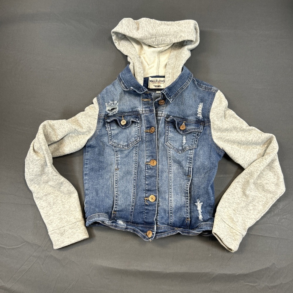WallFlower Jacket  Kids Size Medium Blue jean  with hood
